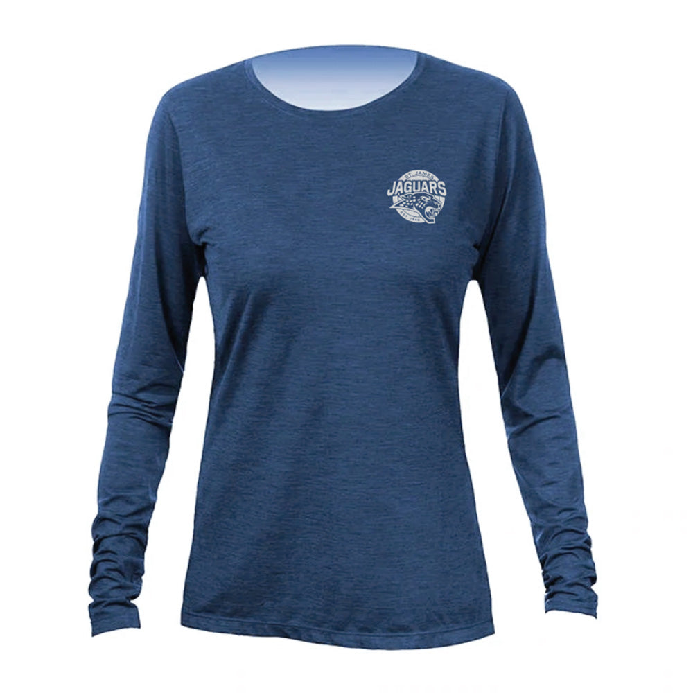 St. James Jaguars WOMENS Navy Heathered - Tech Long Sleeve - ETA 9/6